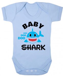 Baby Shark Blue Shark Short Sleeve Baby Vest Baby Blue