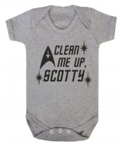 Clean Me Up Scotty Short Sleeve Baby Vest Ash Grey