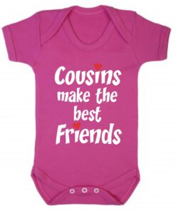 Cousins Make the Best Friends Short Sleeve Baby Vest Cerise