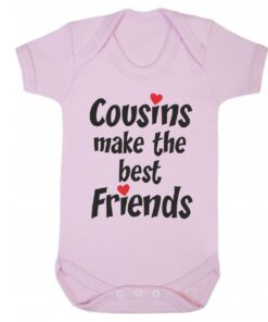 Cousins Make the Best Friends Short Sleeve Baby Vest Baby Pink