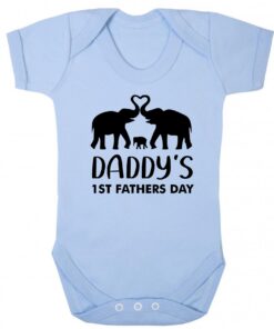Daddy's 1st Fathers Day Short Sleeve Baby Vest Baby Blue