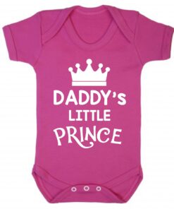 Daddy's Little Prince Short Sleeve Baby Vest Cerise