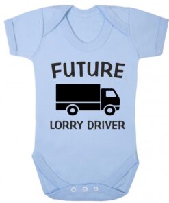 Future Lorry Driver Short Sleeve Baby Vest Baby Blue