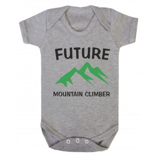 Future Mountain Climber Short Sleeve Baby Vest Ash Grey