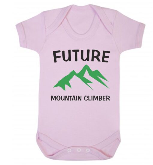 Future Mountain Climber Short Sleeve Baby Vest Baby Pink